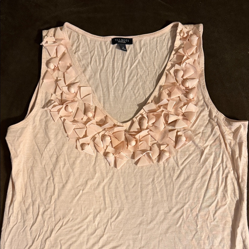 Talbots Women's Light Pink Embellished Tank Top